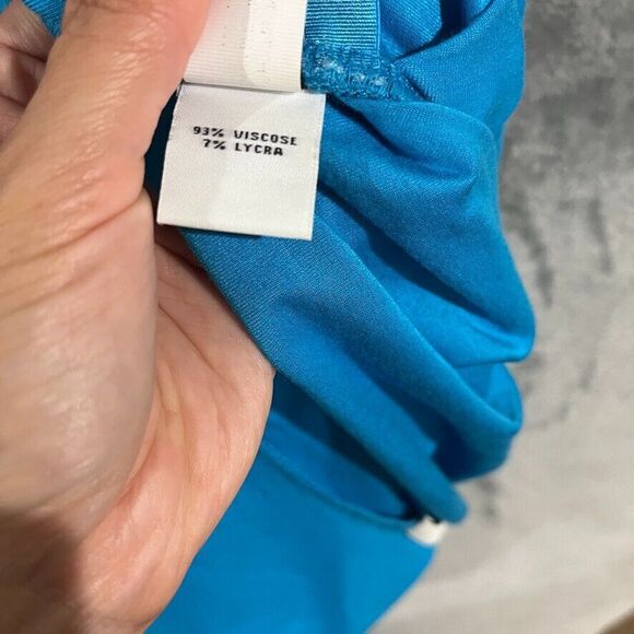 Diane Von Furstenberg Bentley Turquoise Stretch Ruched Faux Wrap Dress Sz M - Picture 10 of 10